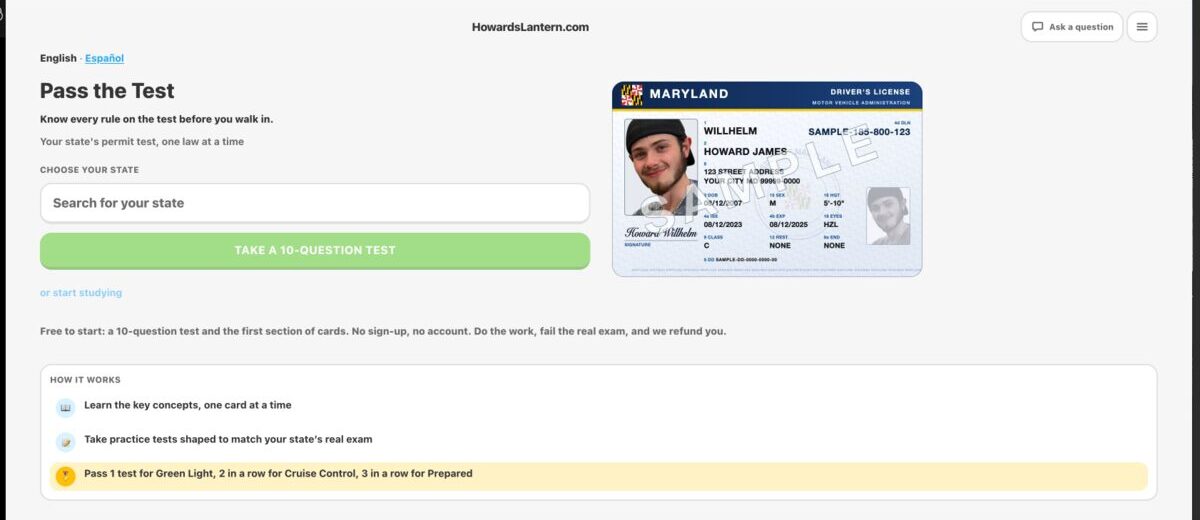 The howardslantern.com home page